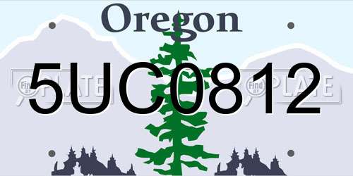 5UC0812 Oregon License Plate
