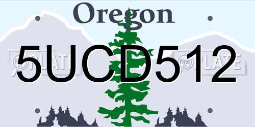 5UCD512 Oregon License Plate