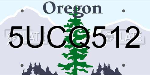 5UCQ512 Oregon License Plate