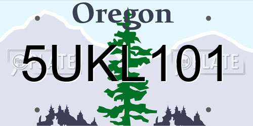 5UKL101 Oregon License Plate