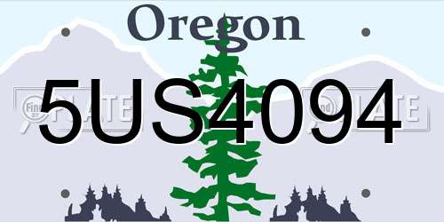 5US4094 Oregon License Plate