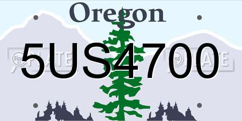 5US4700 Oregon License Plate