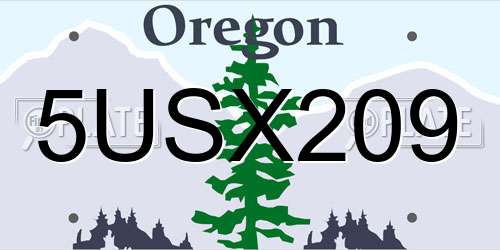 5USX209 Oregon License Plate