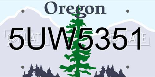 5UW5351 Oregon License Plate