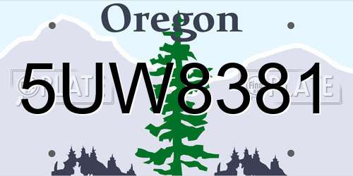 5UW8381 Oregon License Plate