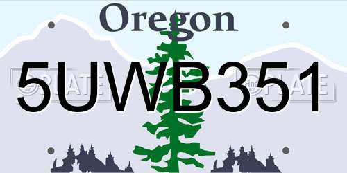 5UWB351 Oregon License Plate