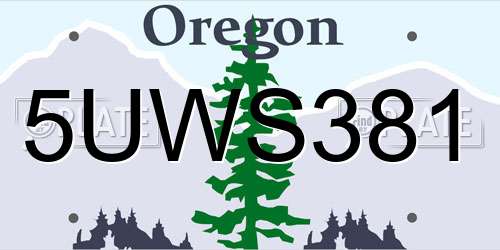 5UWS381 Oregon License Plate