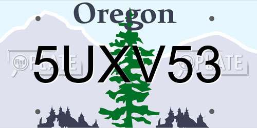 5UXV53 Oregon License Plate