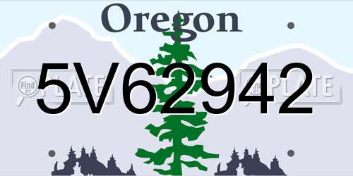 5V62942 Oregon License Plate