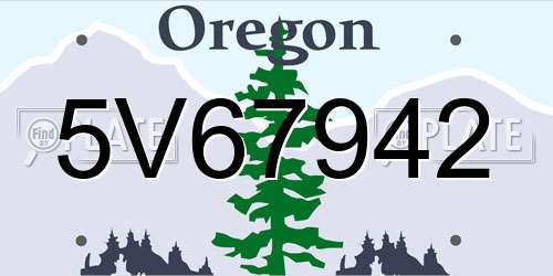 5V67942 Oregon License Plate