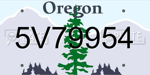 5V79954 Oregon License Plate