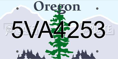 5VA4253 Oregon License Plate