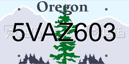 5VAZ603 Oregon License Plate