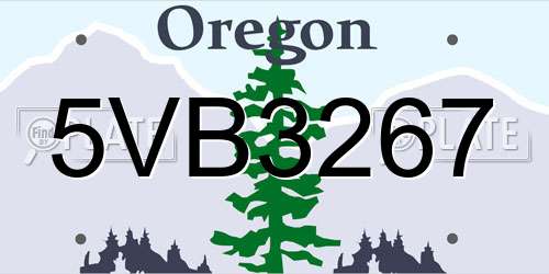 5VB3267 Oregon License Plate