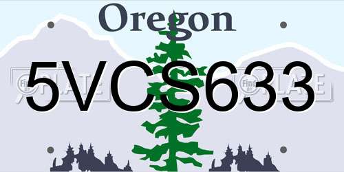 5VCS633 Oregon License Plate