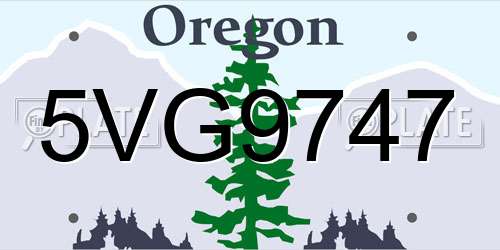 5VG9747 Oregon License Plate