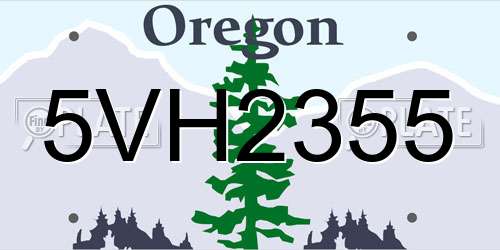 5VH2355 Oregon License Plate
