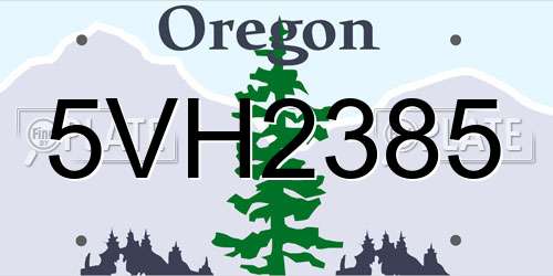 5VH2385 Oregon License Plate