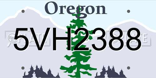 5VH2388 Oregon License Plate