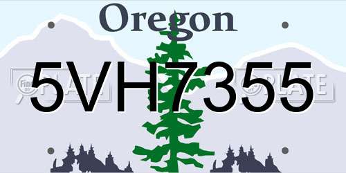 5VH7355 Oregon License Plate