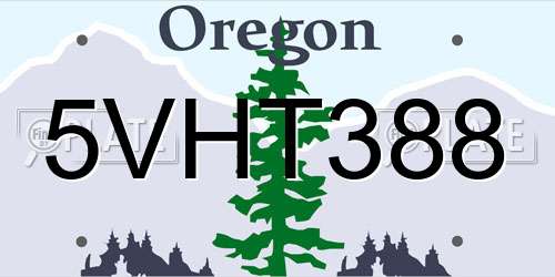 5VHT388 Oregon License Plate