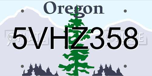 5VHZ358 Oregon License Plate