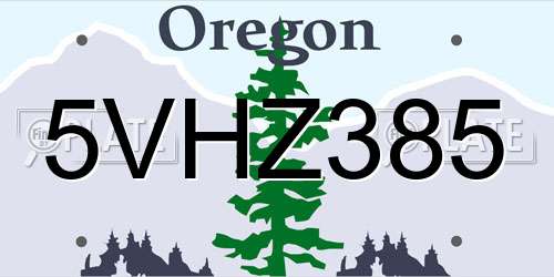 5VHZ385 Oregon License Plate