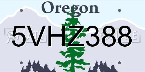 5VHZ388 Oregon License Plate