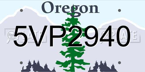 5VP2940 Oregon License Plate