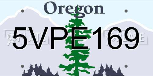 5VPE169 Oregon License Plate