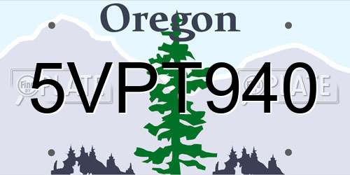 5VPT940 Oregon License Plate