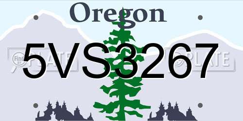 5VS3267 Oregon License Plate