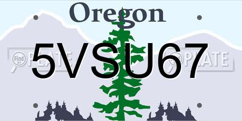5VSU67 Oregon License Plate