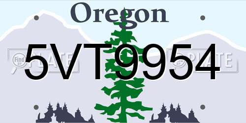 5VT9954 Oregon License Plate