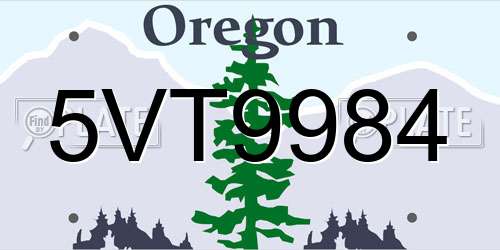 5VT9984 Oregon License Plate