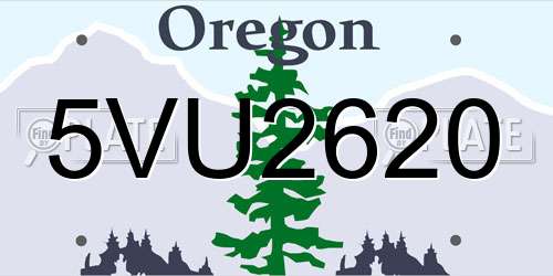 5VU2620 Oregon License Plate