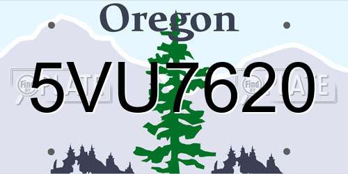 5VU7620 Oregon License Plate