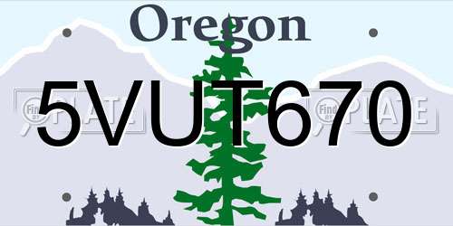 5VUT670 Oregon License Plate