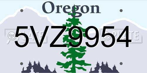 5VZ9954 Oregon License Plate