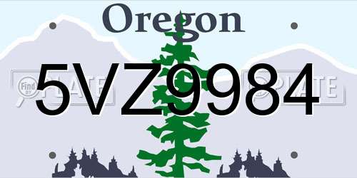 5VZ9984 Oregon License Plate