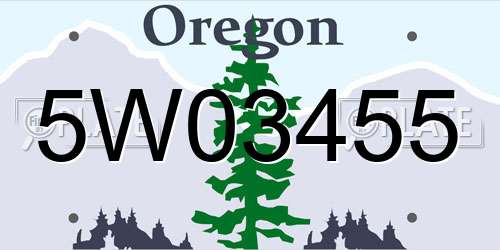 5W03455 Oregon License Plate