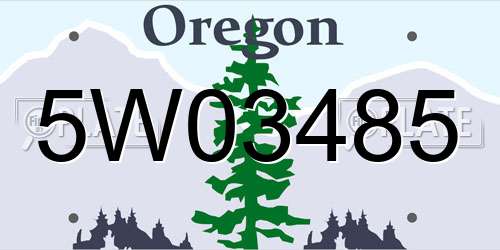 5W03485 Oregon License Plate