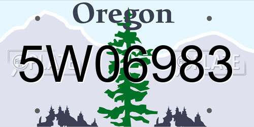 5W06983 Oregon License Plate