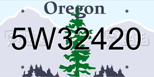 5W32420 Oregon License Plate