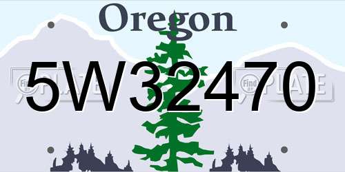 5W32470 Oregon License Plate