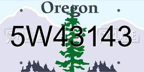 5W43143 Oregon License Plate