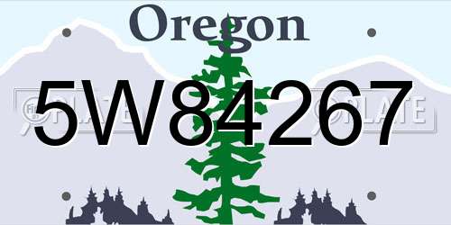 5W84267 Oregon License Plate