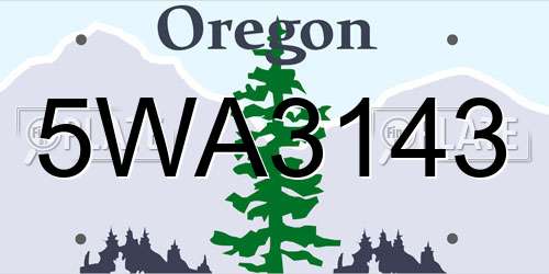 5WA3143 Oregon License Plate