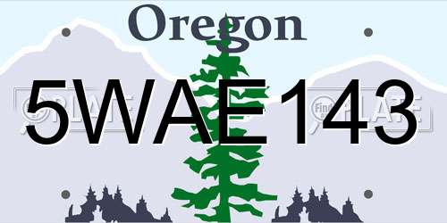 5WAE143 Oregon License Plate