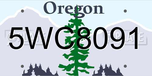 5WC8091 Oregon License Plate